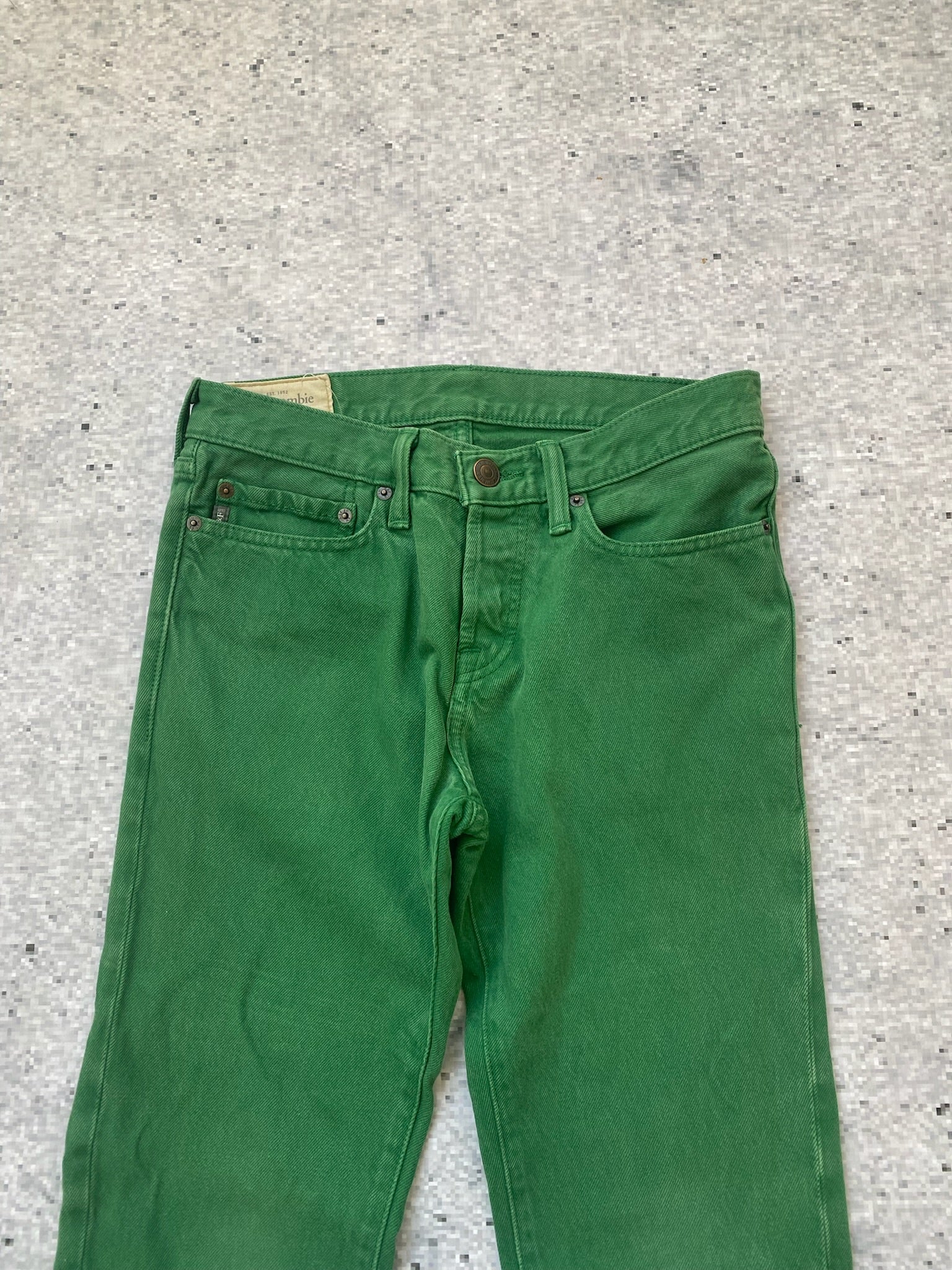 twee A&F forest green skinny jeans