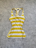 VOLCOM womens racer back tank top stripe yellow white