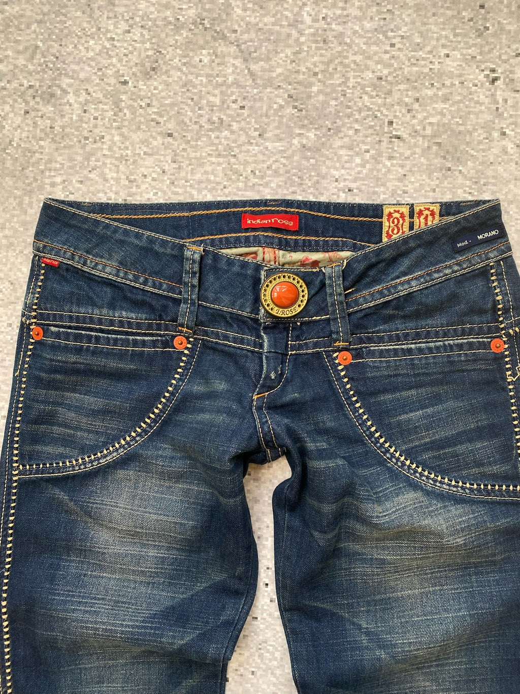 Indian Rose Ultra Low Waisted Flared 2000s jeans