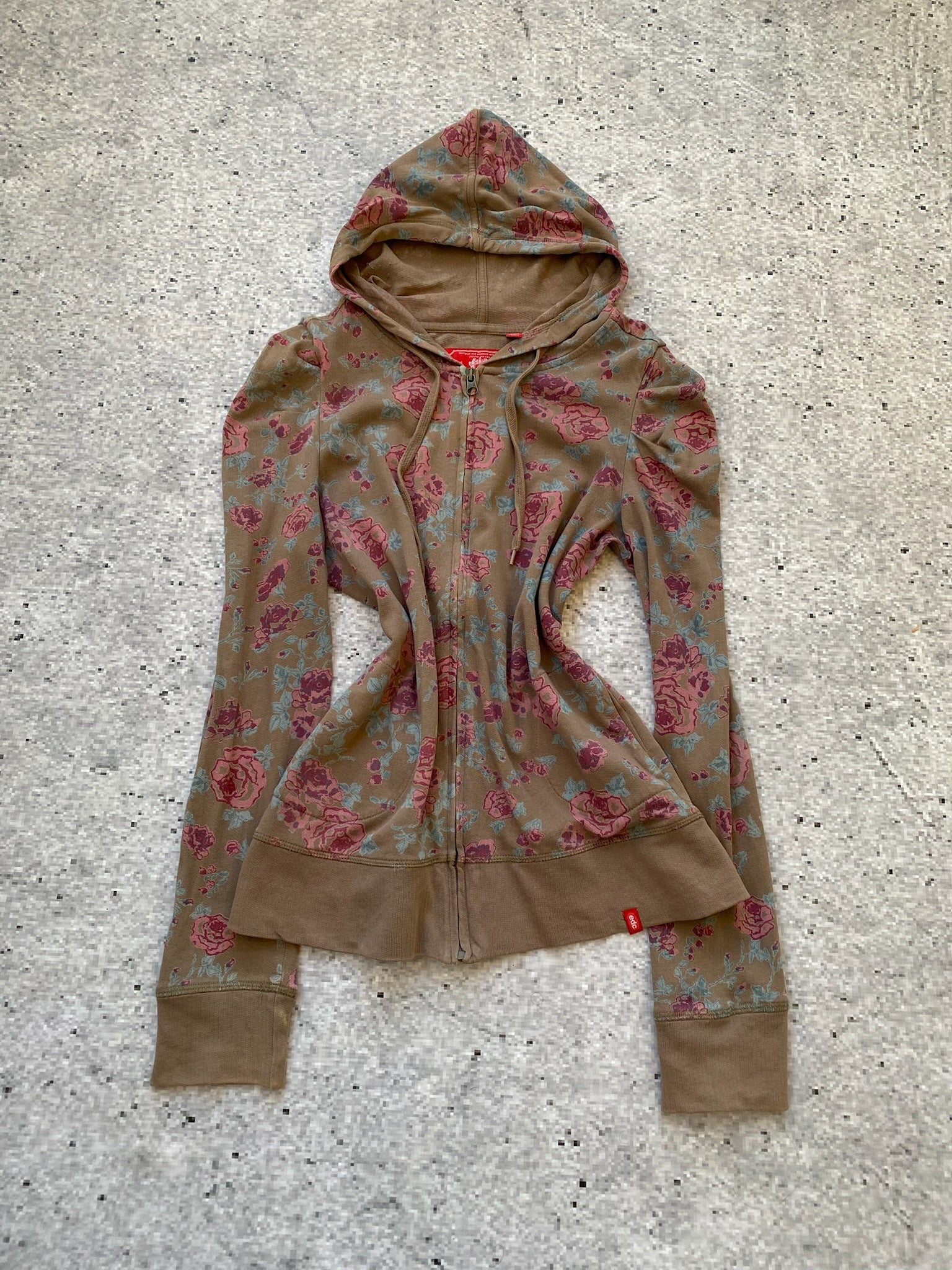 Floral Edc Y2k Ruched Cotton Hoodie  ⚡️