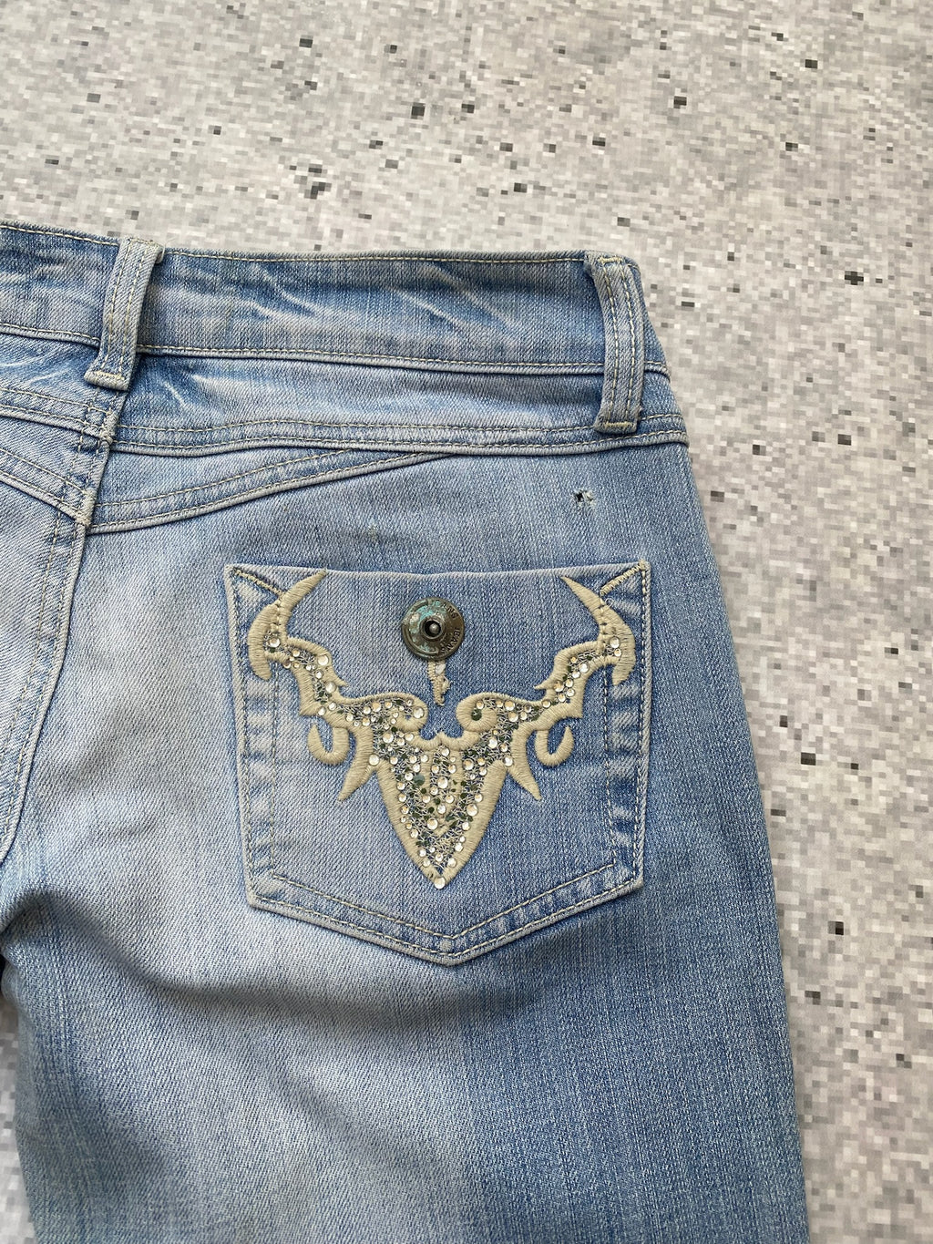 Etam Bedazzled Tribal  Low waisted flared jeans