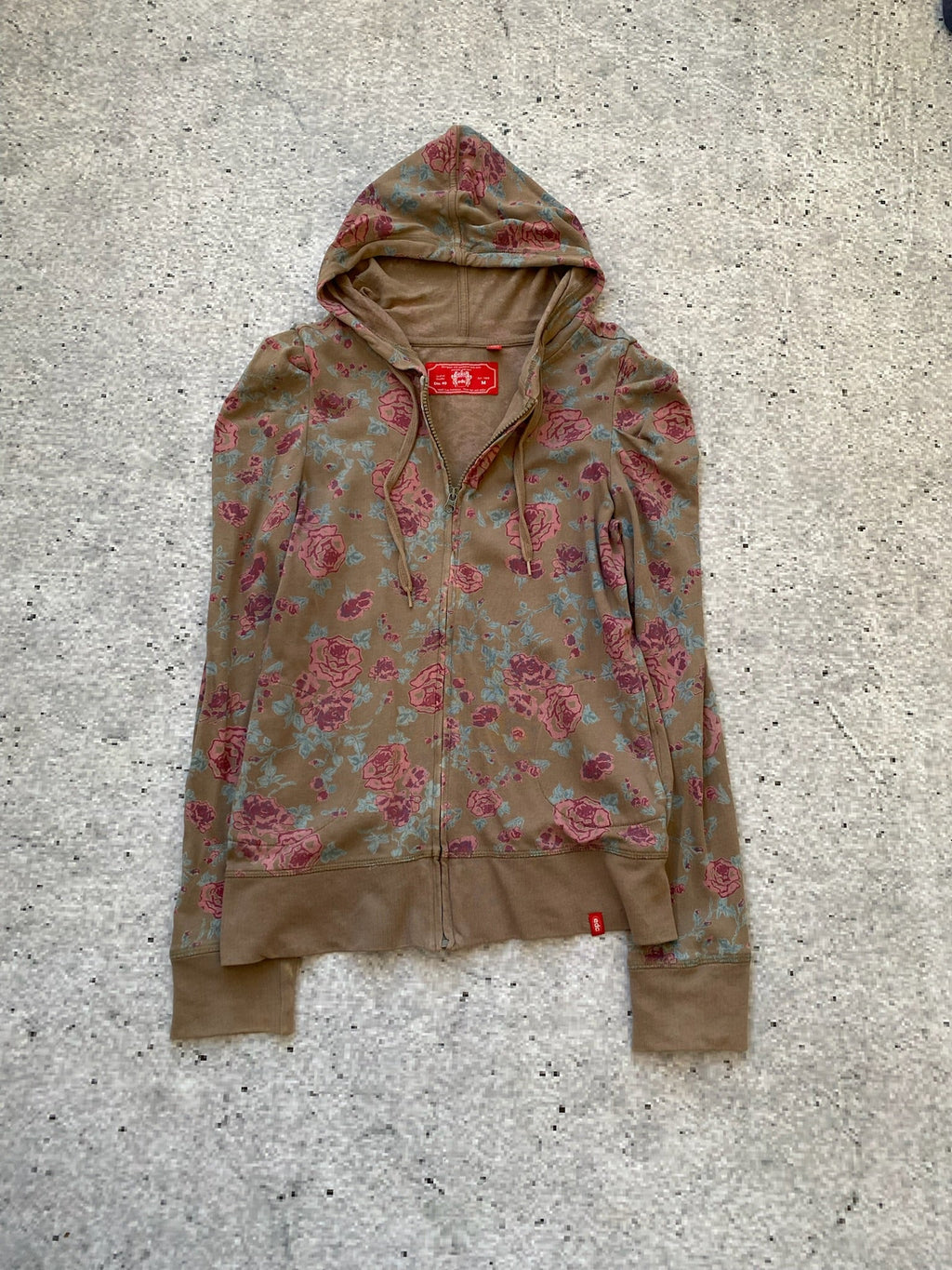 Floral Edc Y2k Ruched Cotton Hoodie  ⚡️
