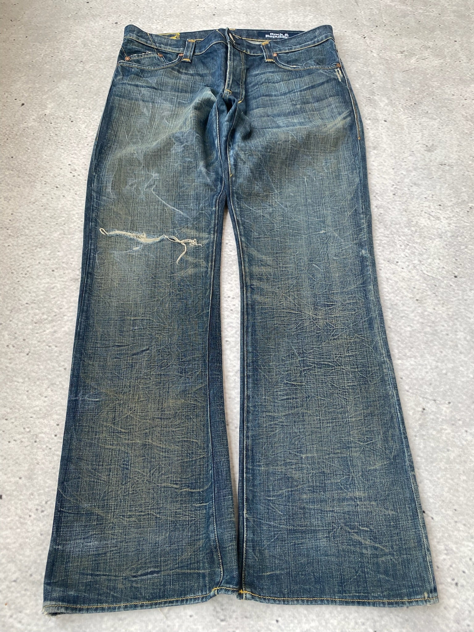 Distressed Rock and Republic Bootcut Men Jeans