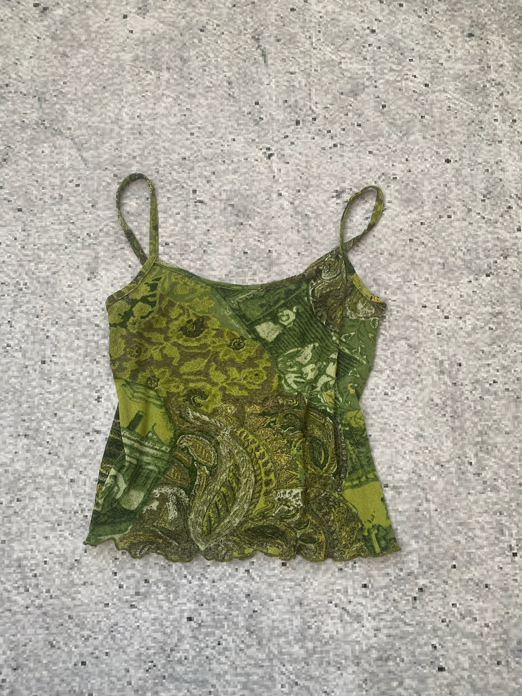 Military green y2k cami mesh top