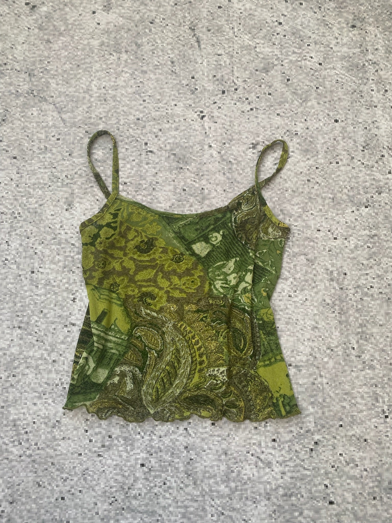 Military green y2k cami mesh top