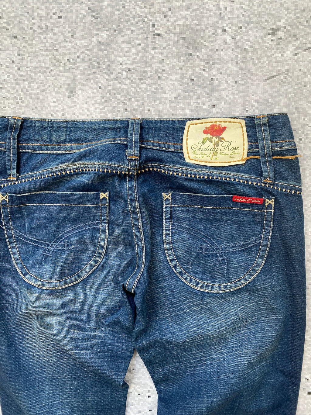 Indian Rose Ultra Low Waisted Flared 2000s jeans