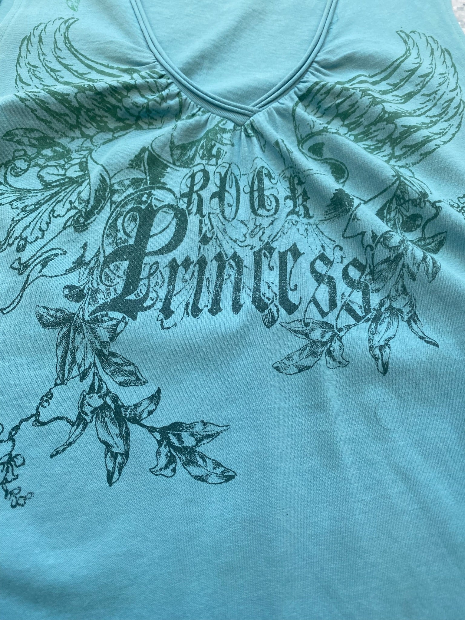 Baby Blue Rock Princess V-Neck Tank Top
