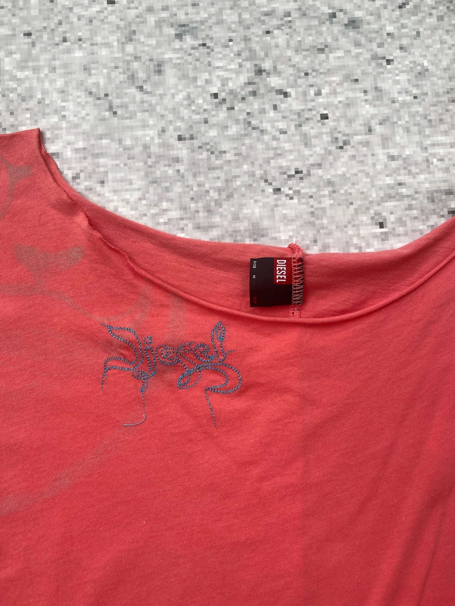 Pink Off Shoulder Draped 2010s Diesel Top