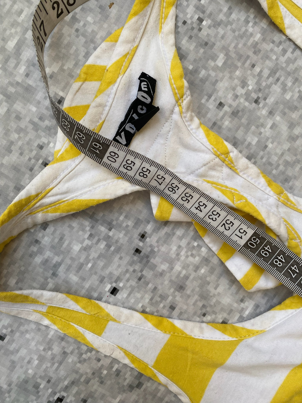 VOLCOM womens racer back tank top stripe yellow white