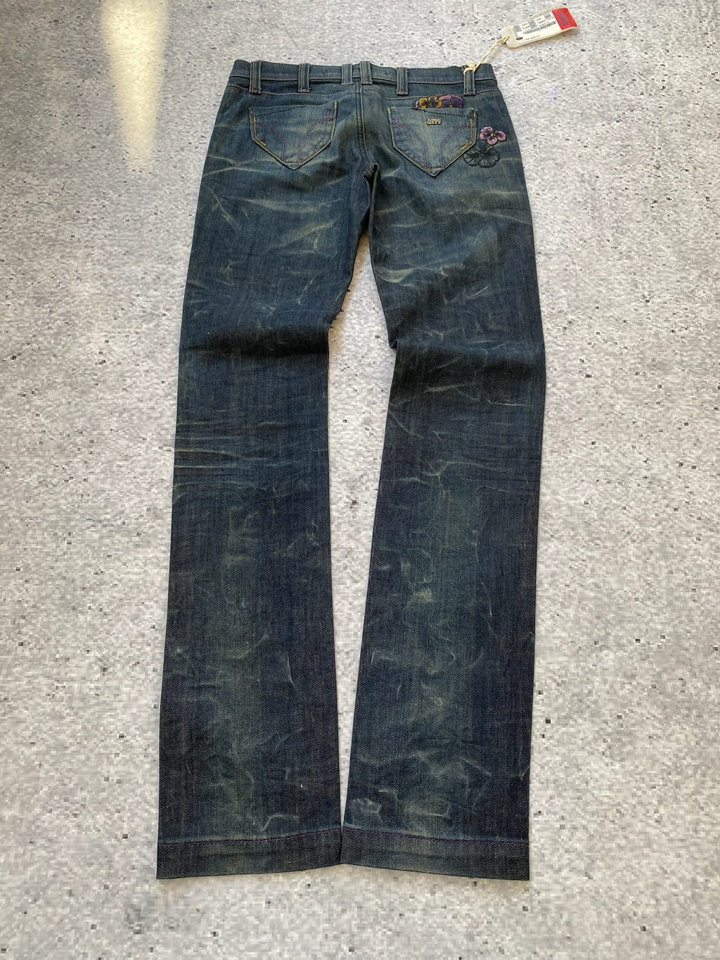Miss Sixty Slim Low Rise Floral Embroidered Jeans