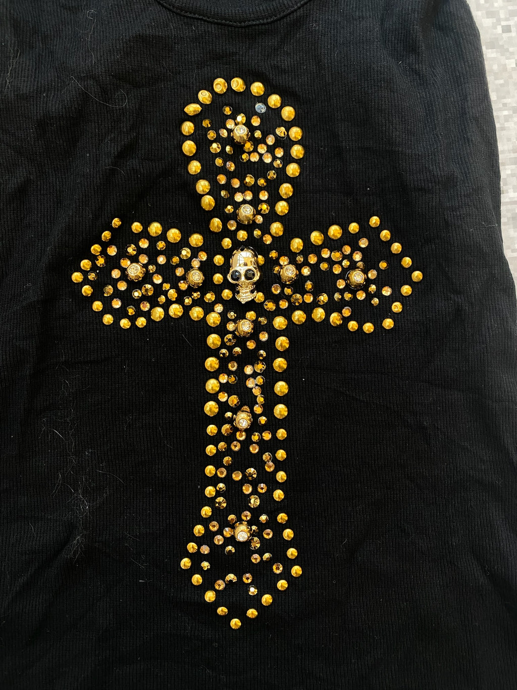Bedazzled Skull Cross Tank Top