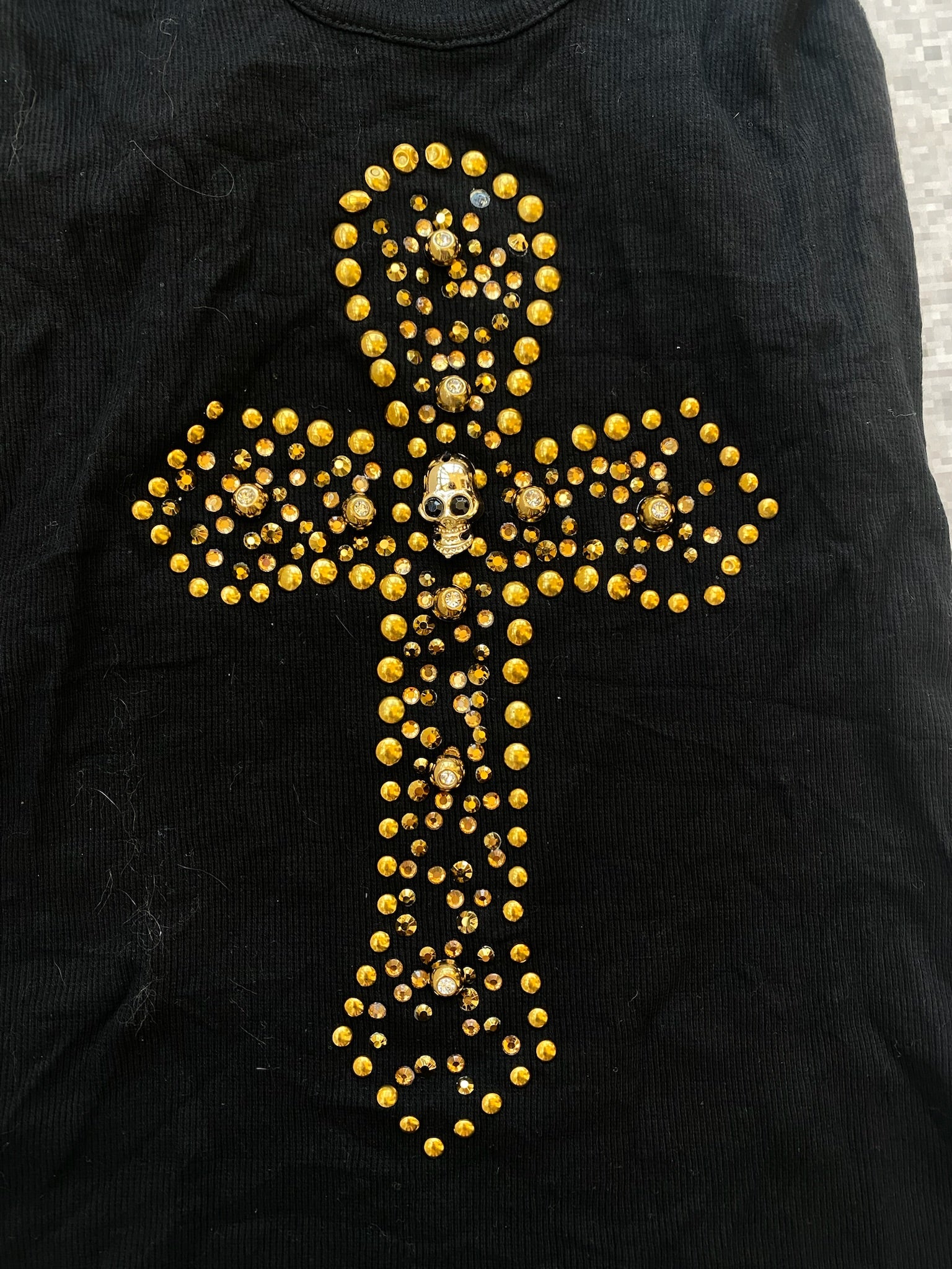 Bedazzled Skull Cross Tank Top