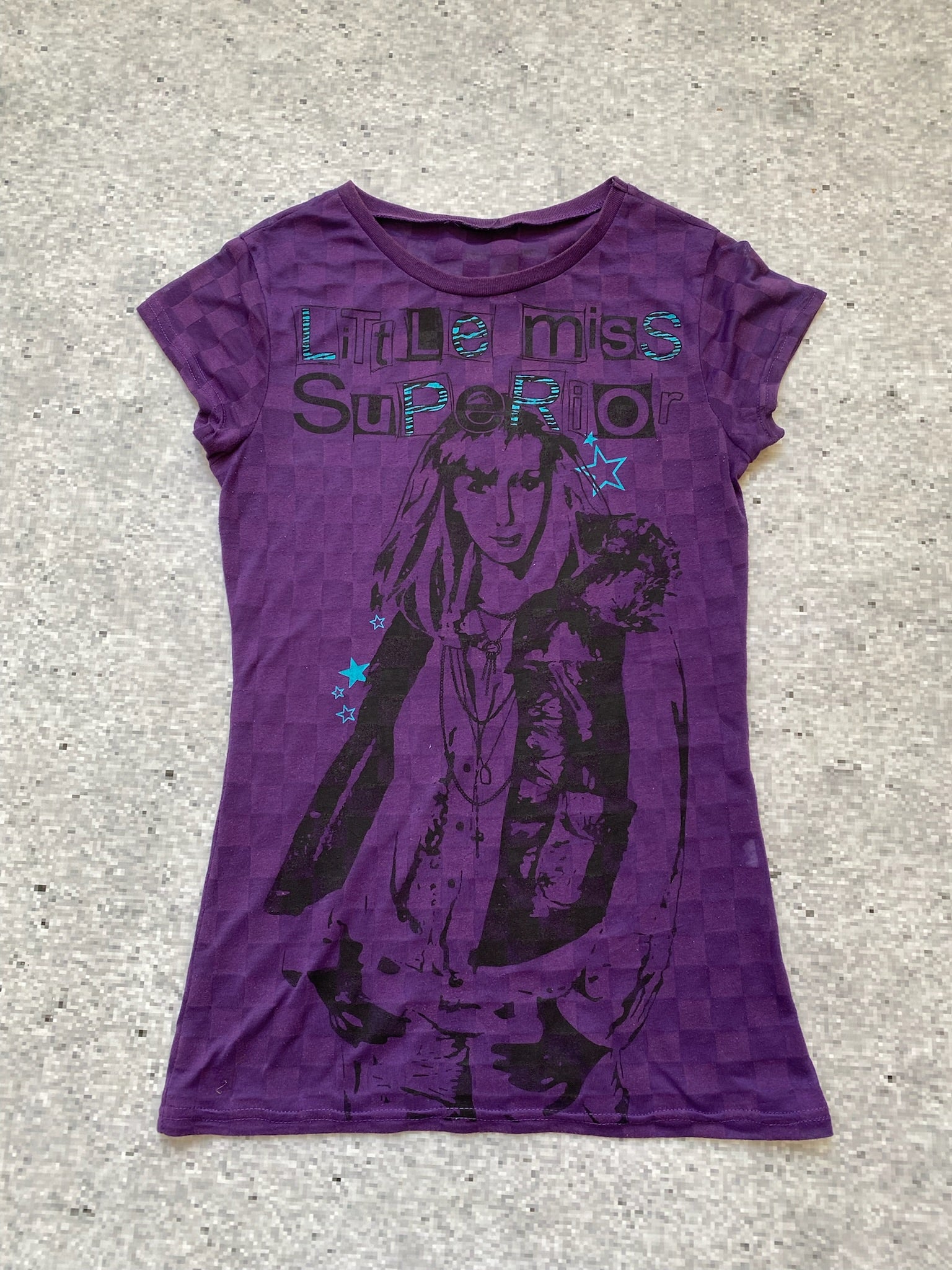 see-through emo checkered "Little Miss Superior" top