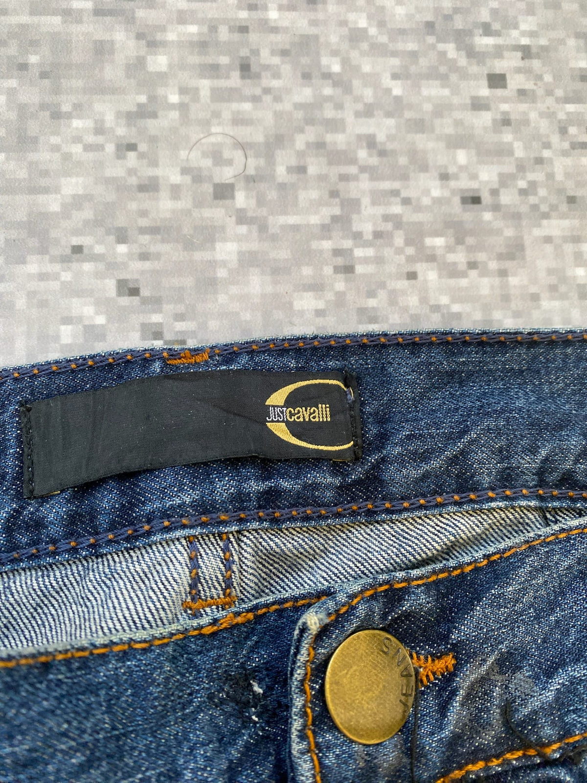 Iconic Just Cavalli Y2k Straight Legged Jeans with double pocket and studding details!&nbsp;