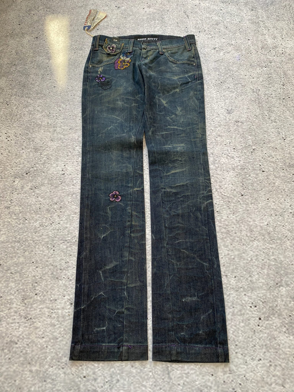 Miss Sixty Slim Low Rise Floral Embroidered Jeans