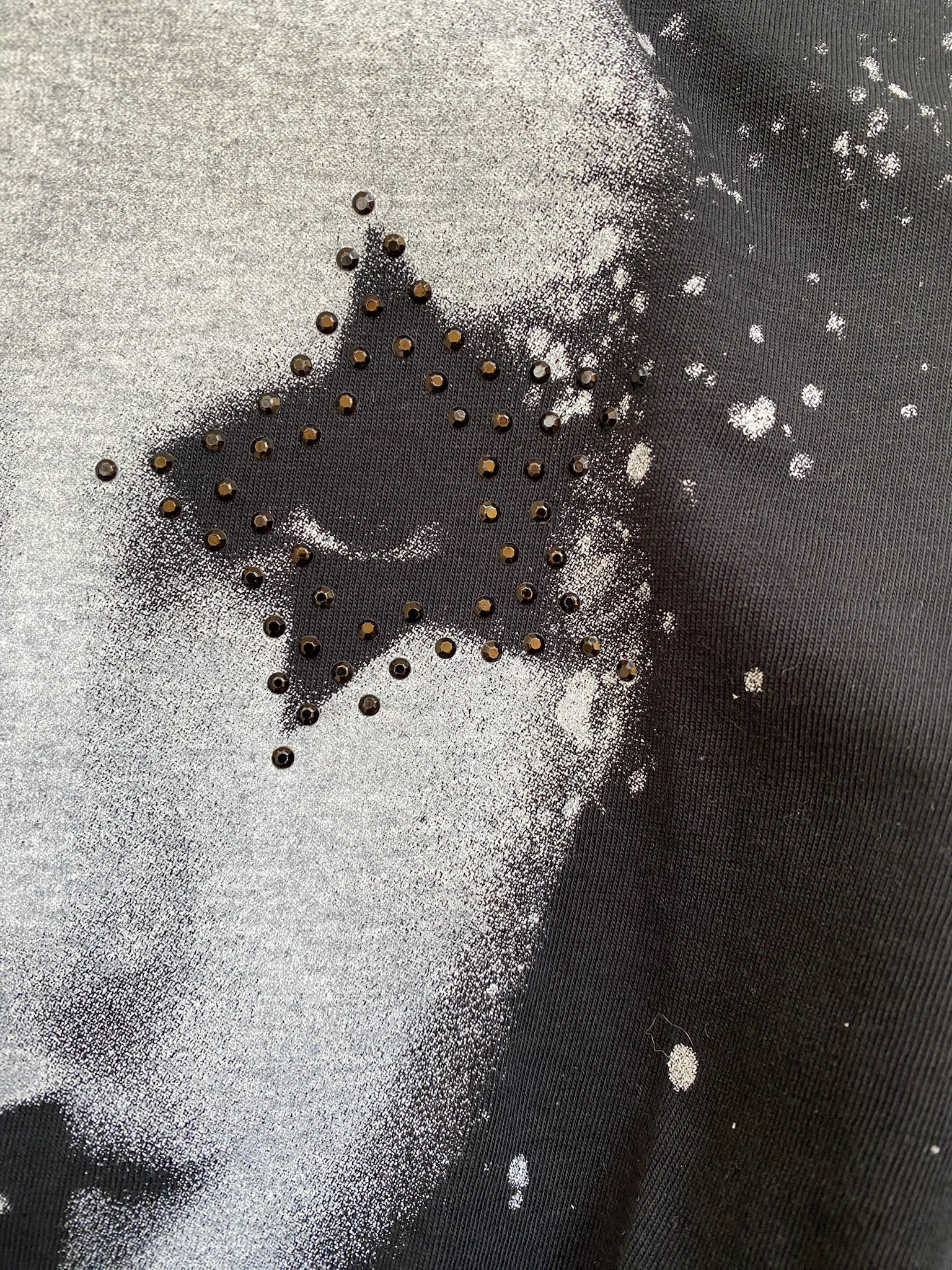 "Only" Graphic Emo Cotton Off-Shoulder LongSleeve With Bedazzled Star