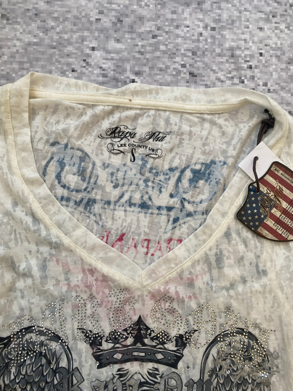Y2K Tribal Bedazzled Fitted Long Baby Tee