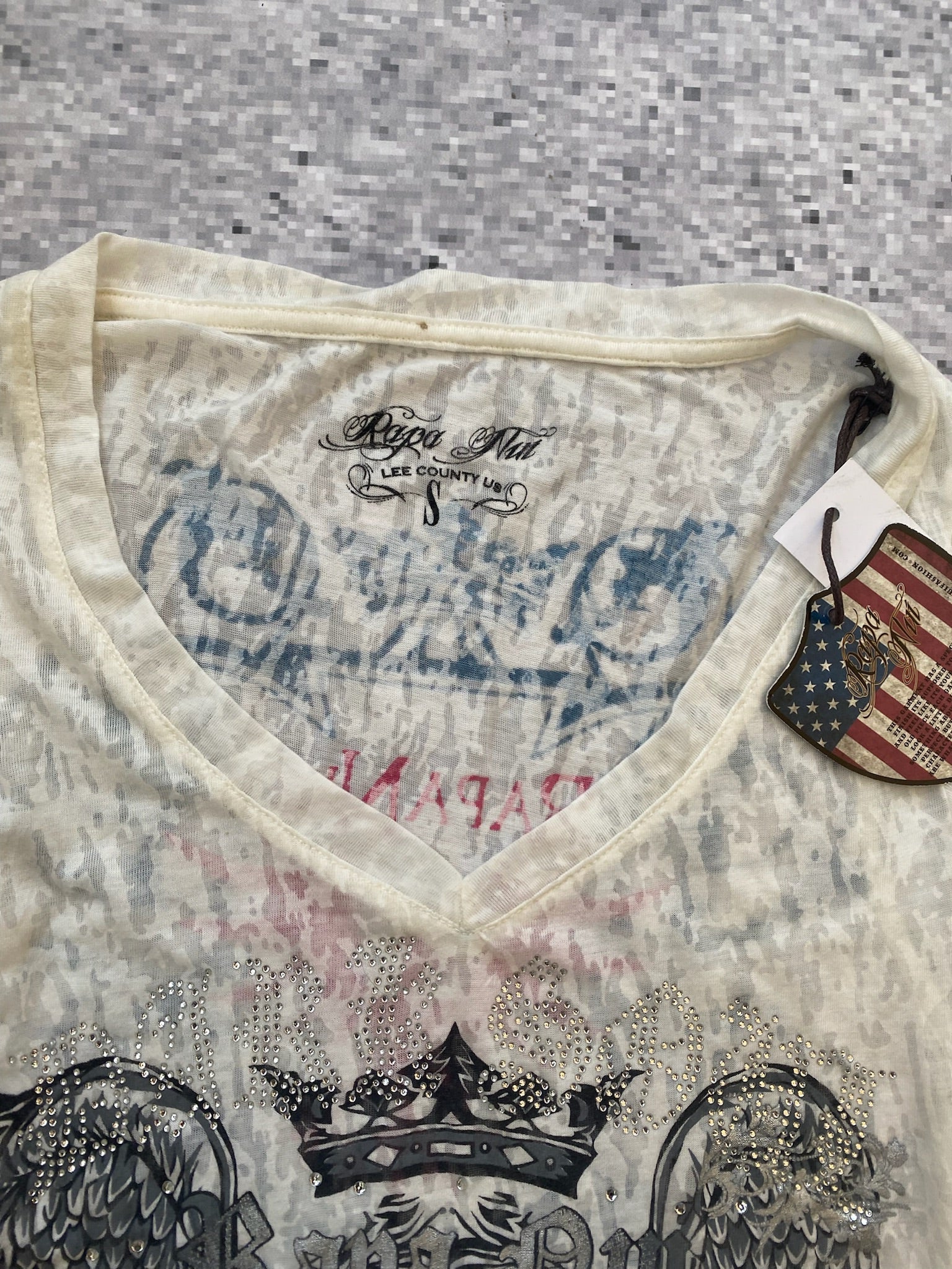 Y2K Tribal Bedazzled Fitted Long Baby Tee