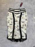 Diesel Trendy Bug Print Skirt With Ruffled Lace Details for