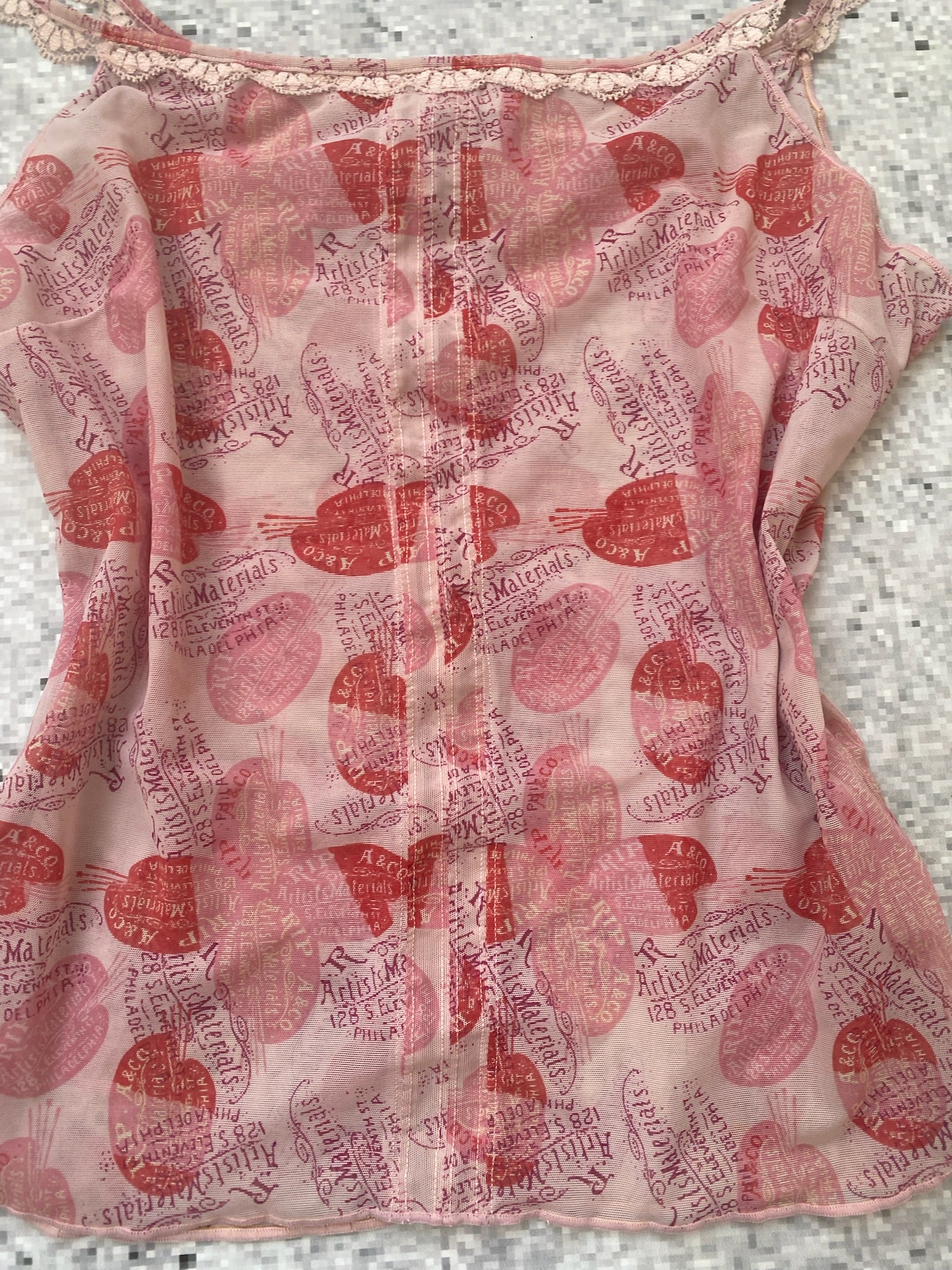 Etam Printed Mesh Top