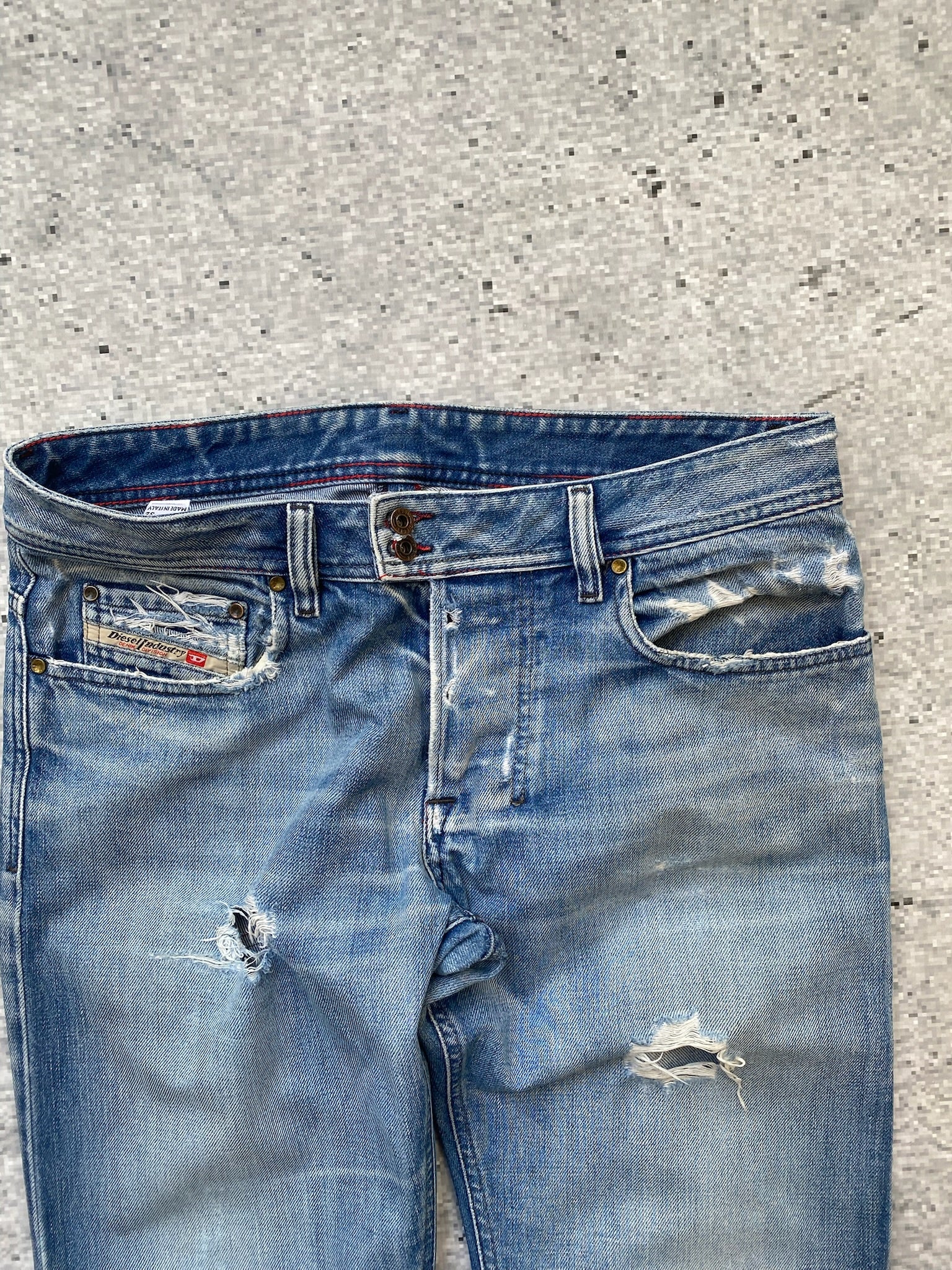 Diesel Straight Leg Distressed Jeans