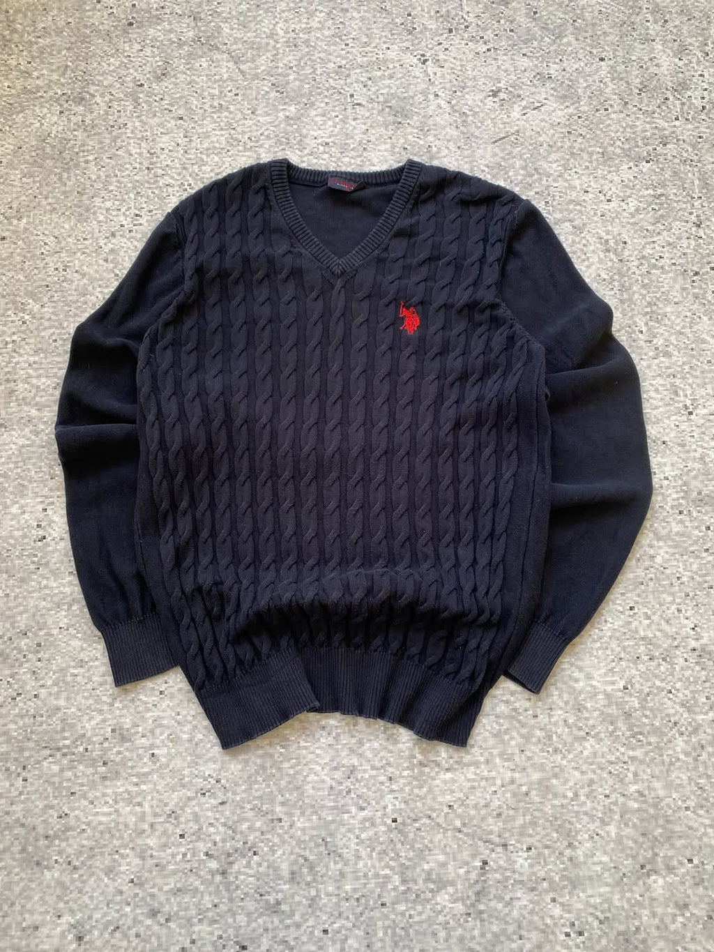USPA cable knit Polo sweater