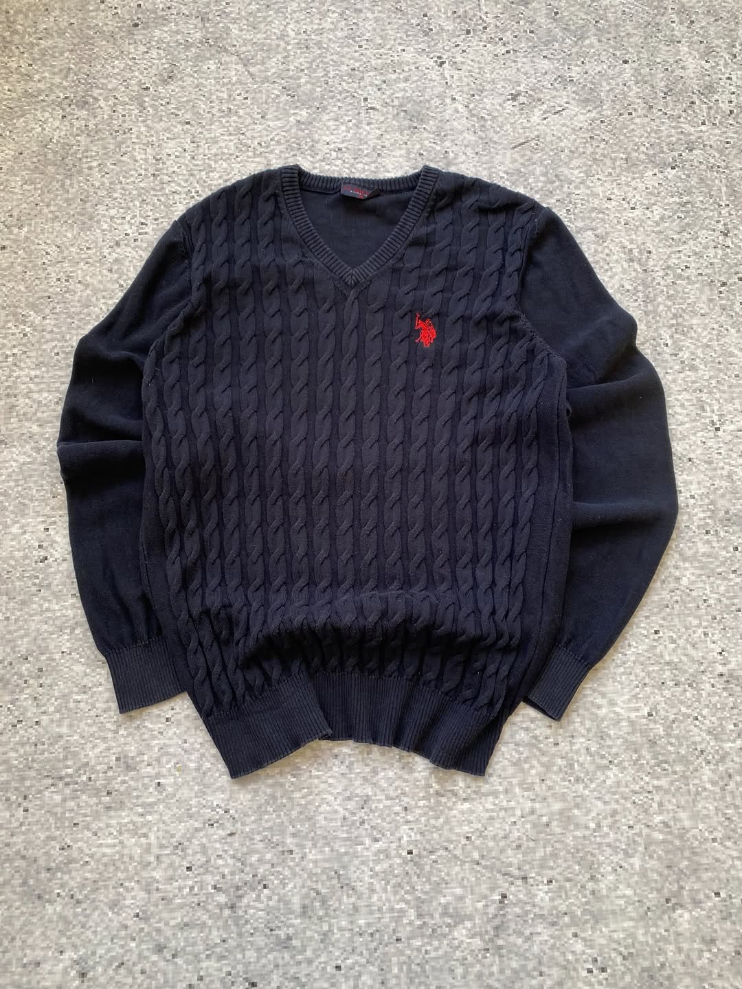 USPA cable knit Polo sweater