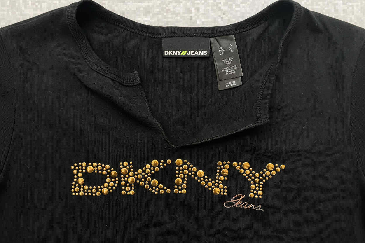 2000s DKNY studded black top