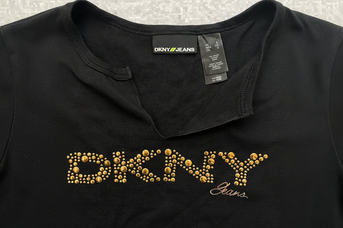 2000s DKNY studded black top