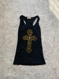 Bedazzled Skull Cross Tank Top