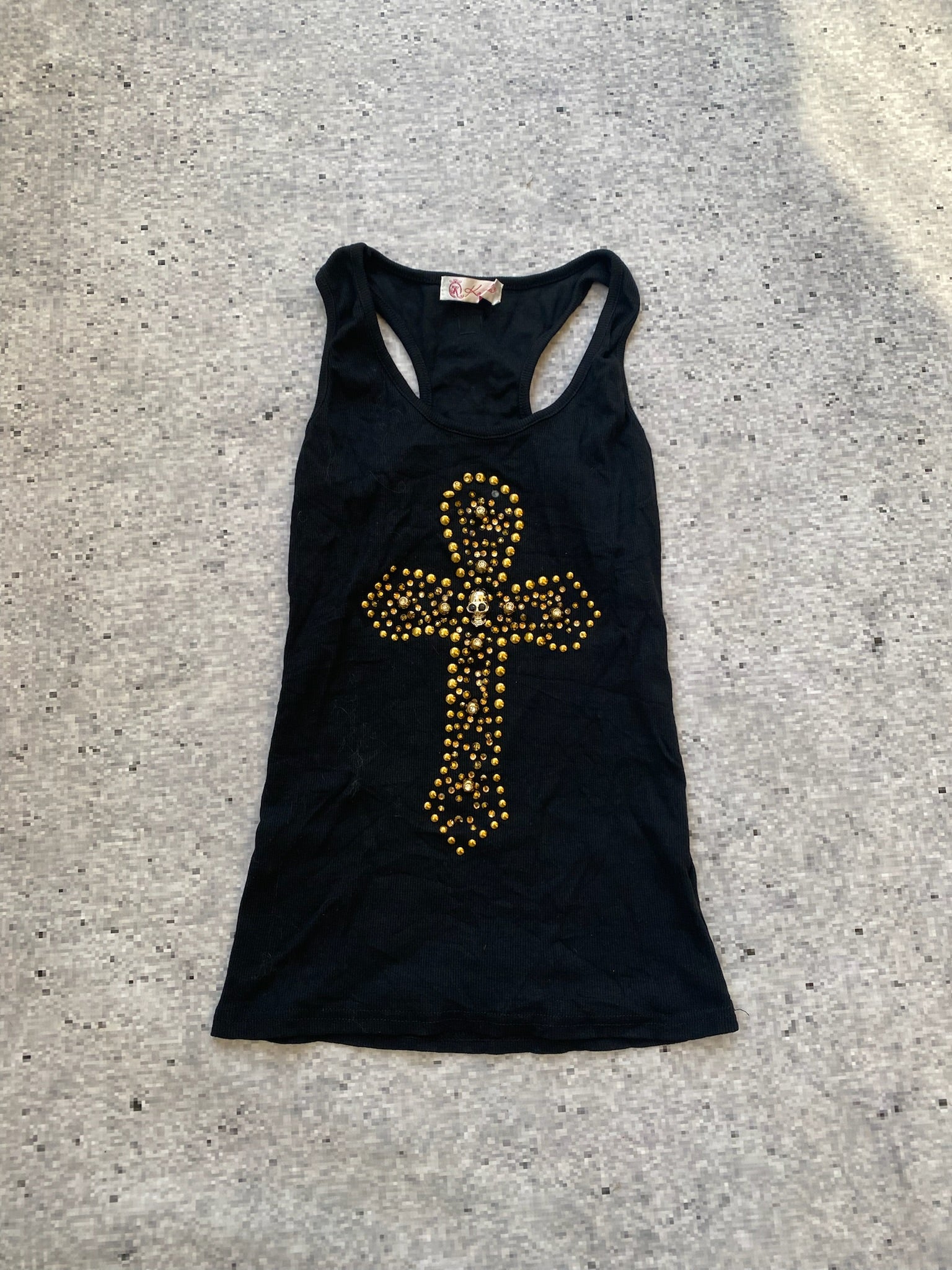Bedazzled Skull Cross Tank Top