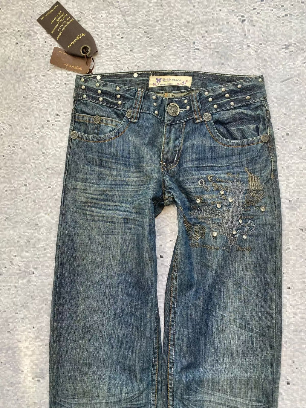Explosion Darkwash Low Rise Straight Jeans (in tags)
