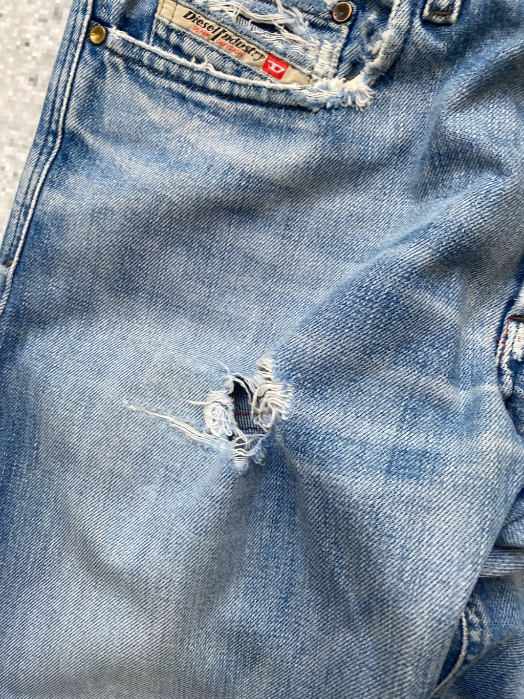 Diesel Straight Leg Distressed Jeans