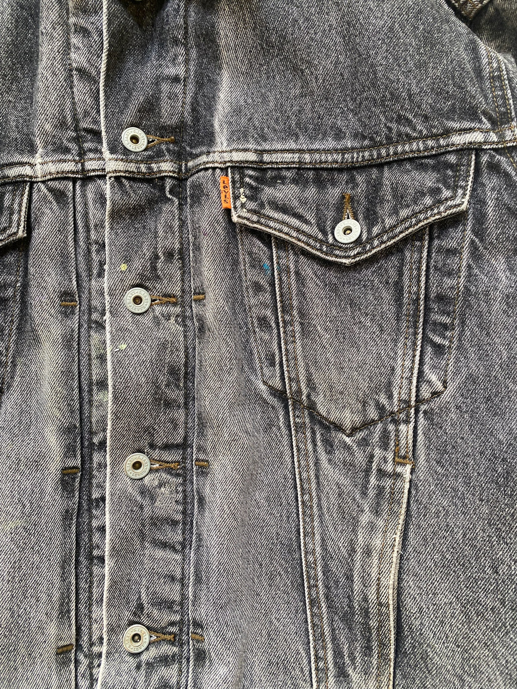 90s Orange Tab Pleated Distressed Levi's Type 3 Trucker Jacket