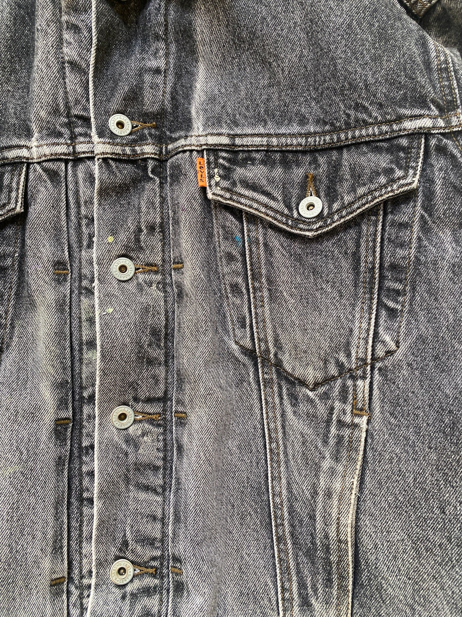 90s Orange Tab Pleated Distressed Levi's Type 3 Trucker Jacket