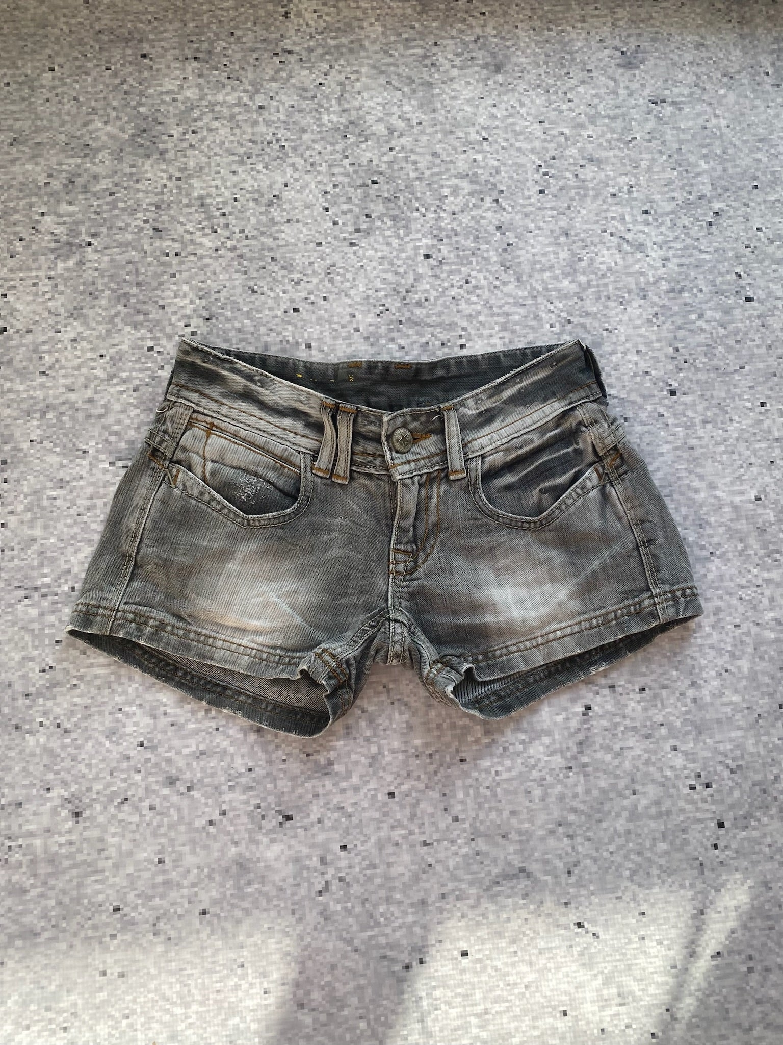 Low Rise 2000s Converse Gray Washed Microshorts