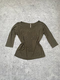 Off-Shoulder Cross Mid Sleeve Embellished Top