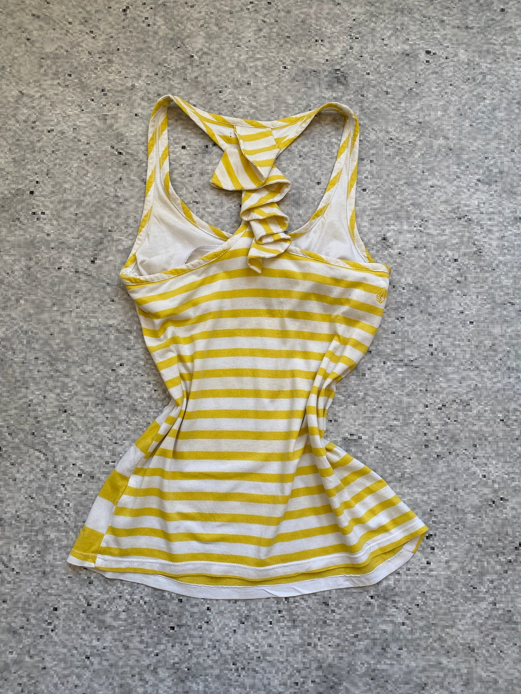 VOLCOM womens racer back tank top stripe yellow white