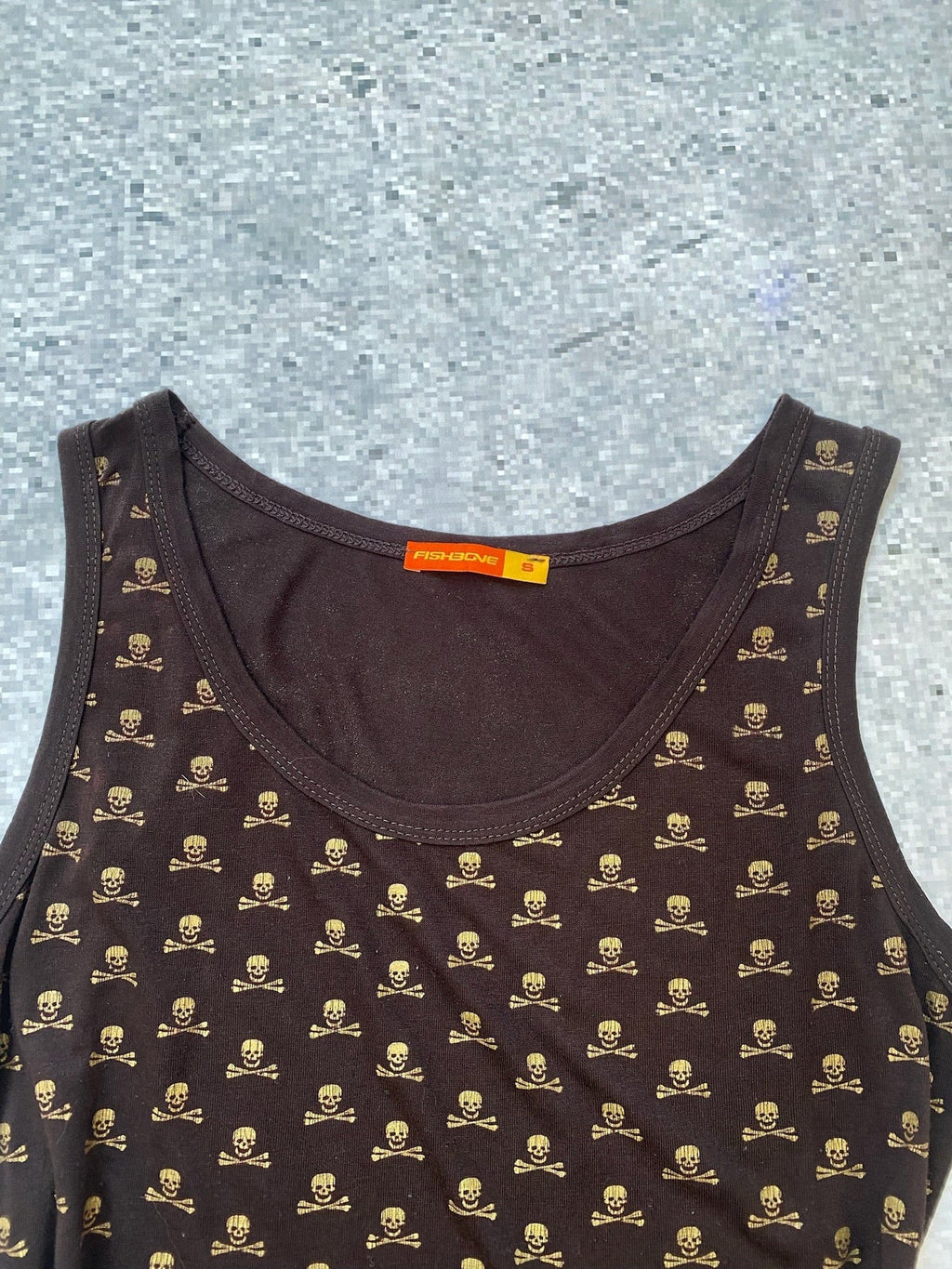 Fishbone Brown Grunge Skull Tank Top Fishbone