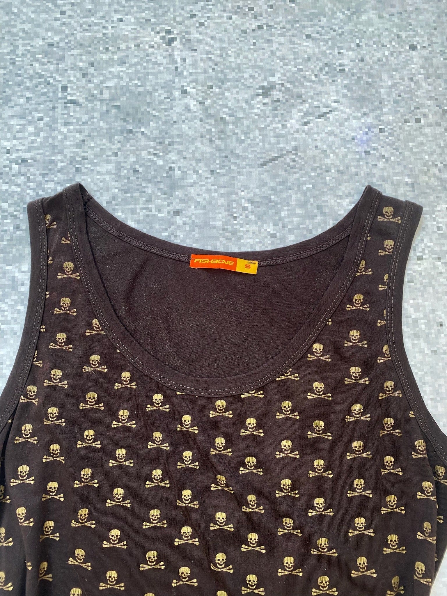 Fishbone Brown Grunge Skull Tank Top Fishbone