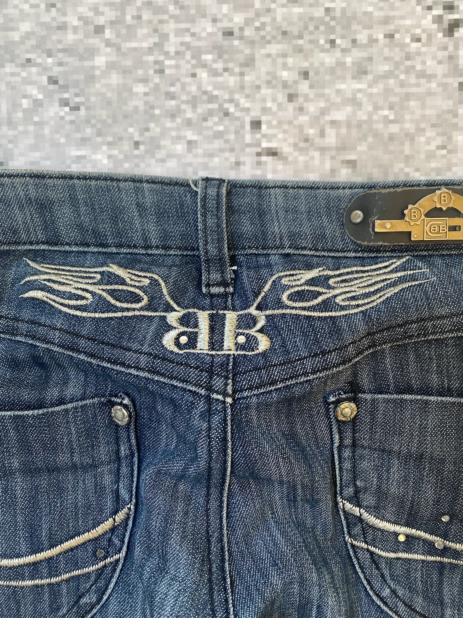 Black Embroidered Flared Low Bootcut Jeans