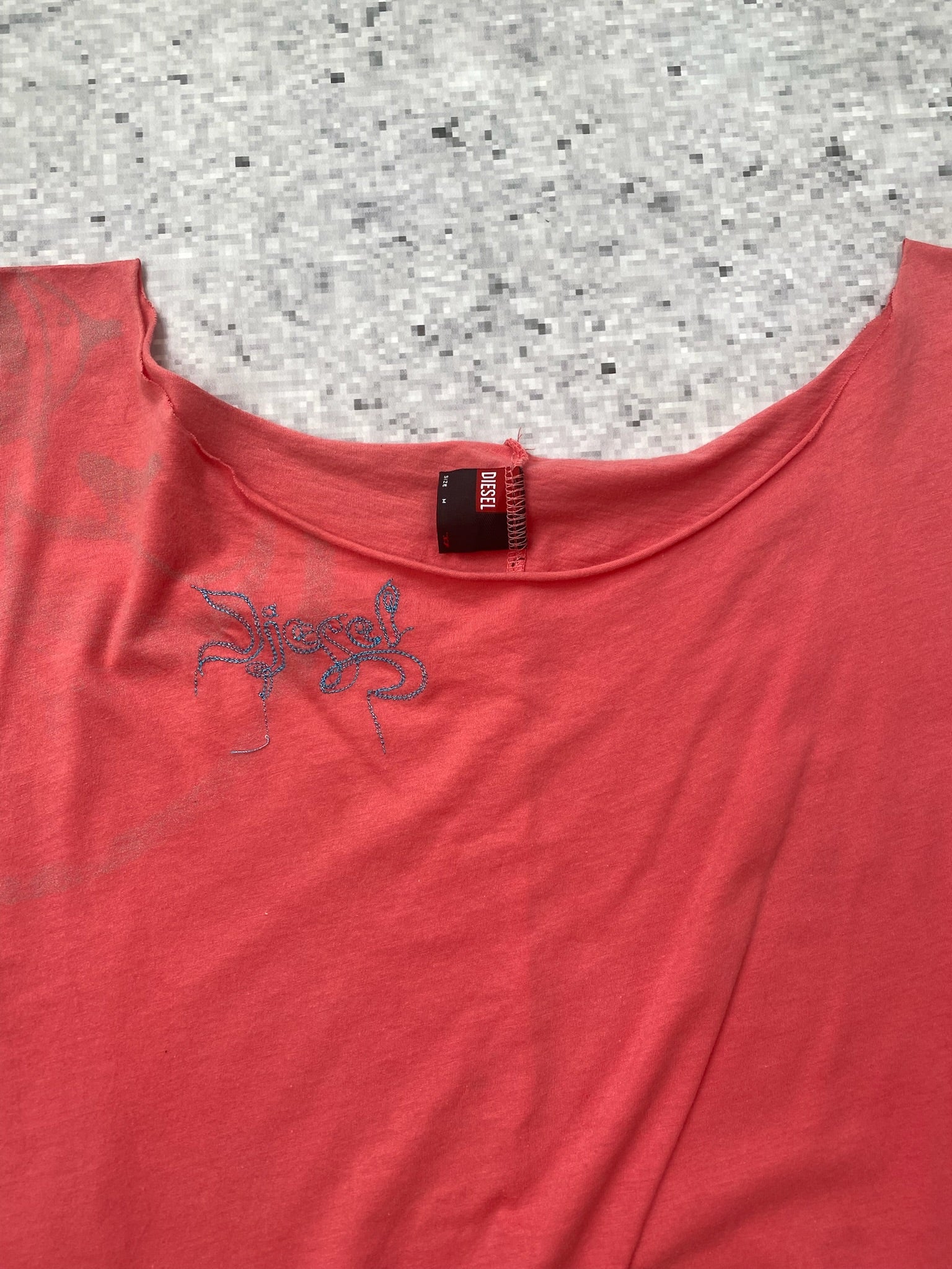 Pink Off Shoulder Draped 2010s Diesel Top
