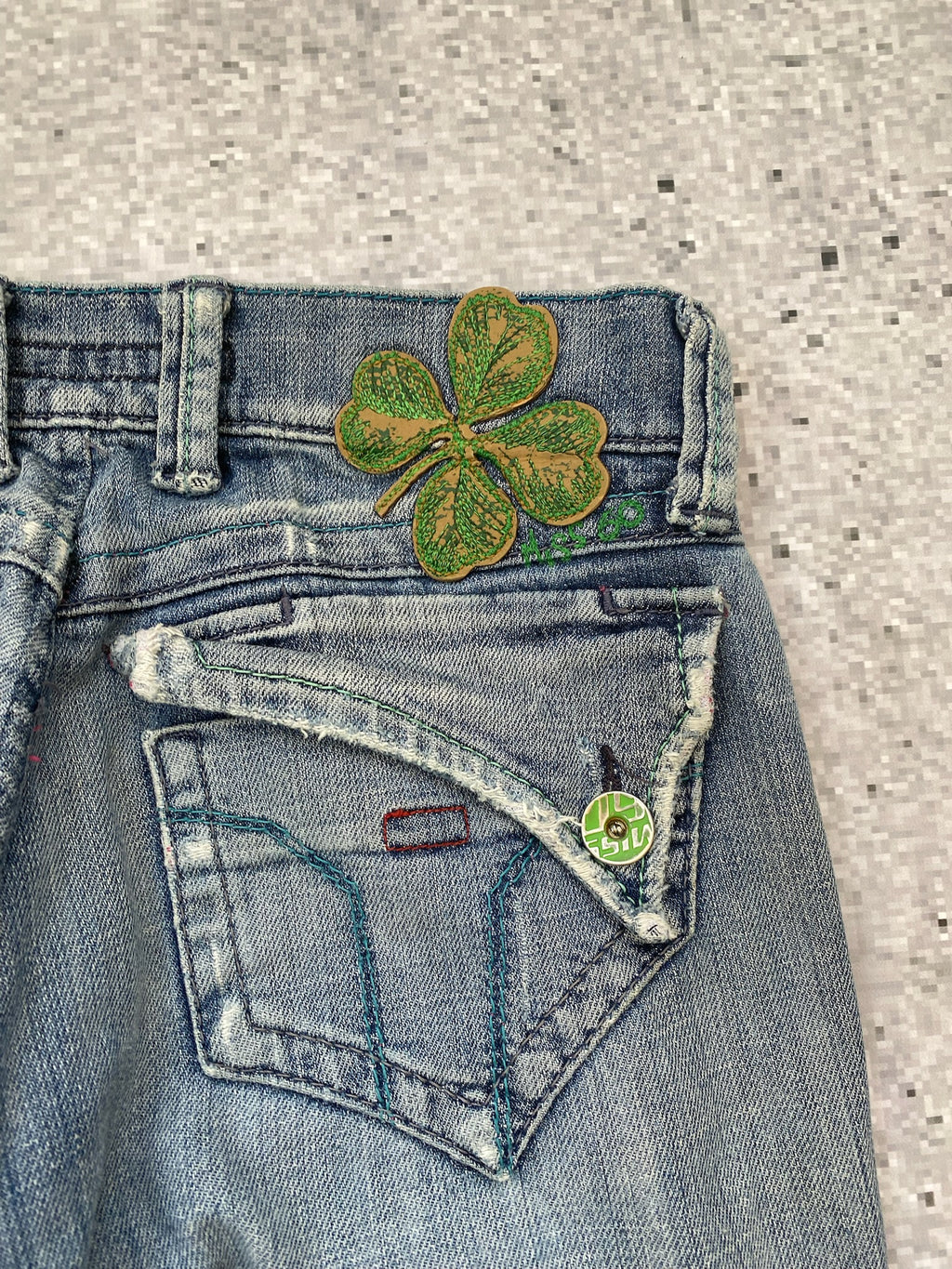 Miss Sixty low waist straight jeans green clover leaf