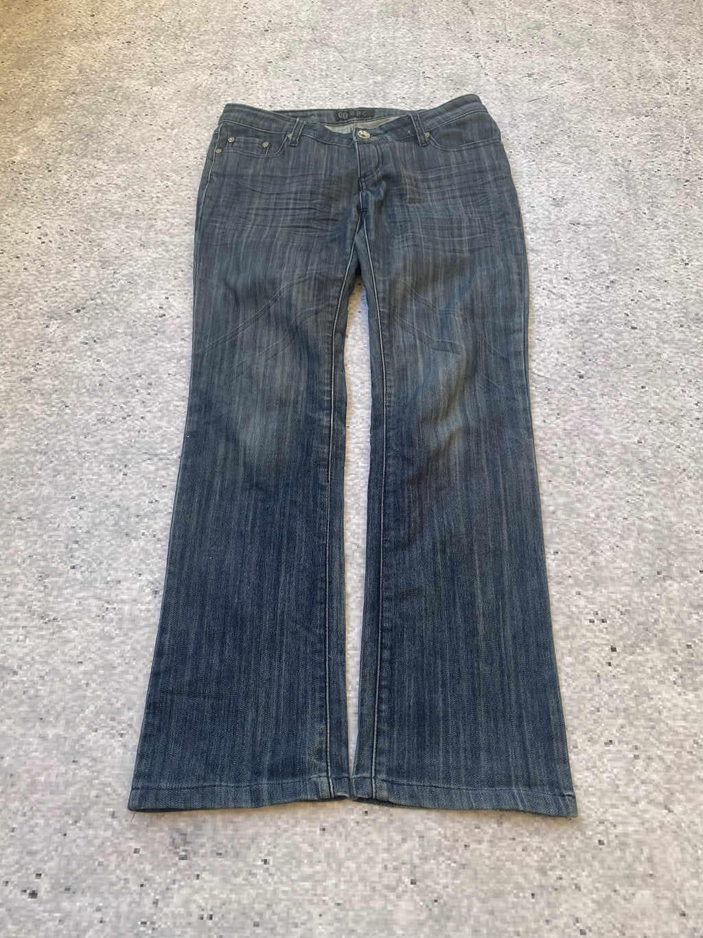 Black Embroidered Flared Low Bootcut Jeans