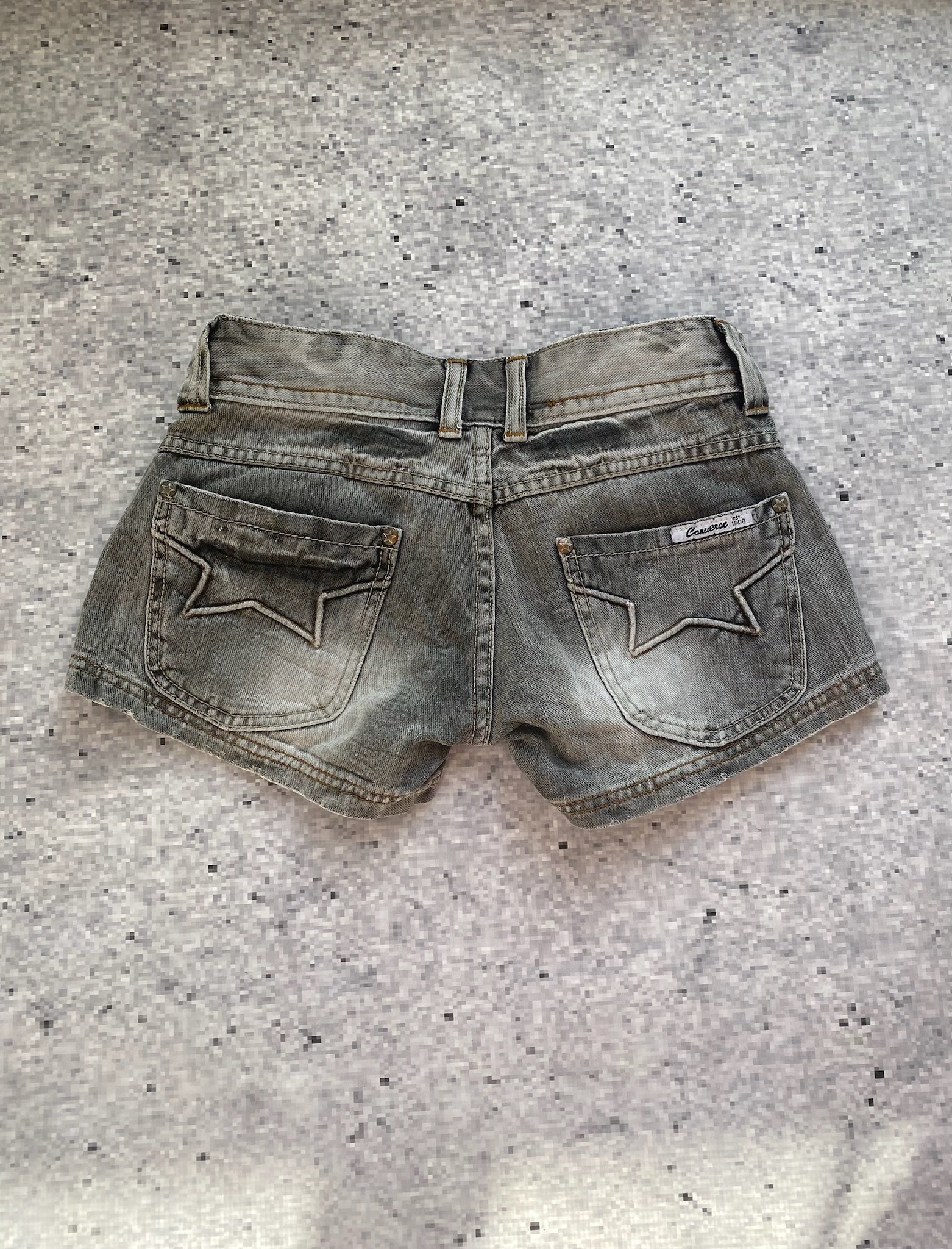 Low Rise 2000s Converse Gray Washed Microshorts