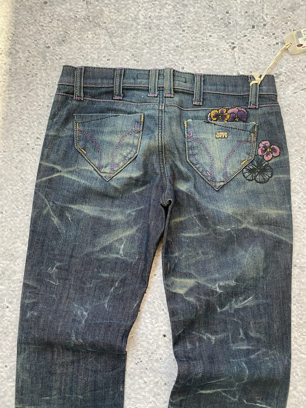 Miss Sixty Slim Low Rise Floral Embroidered Jeans