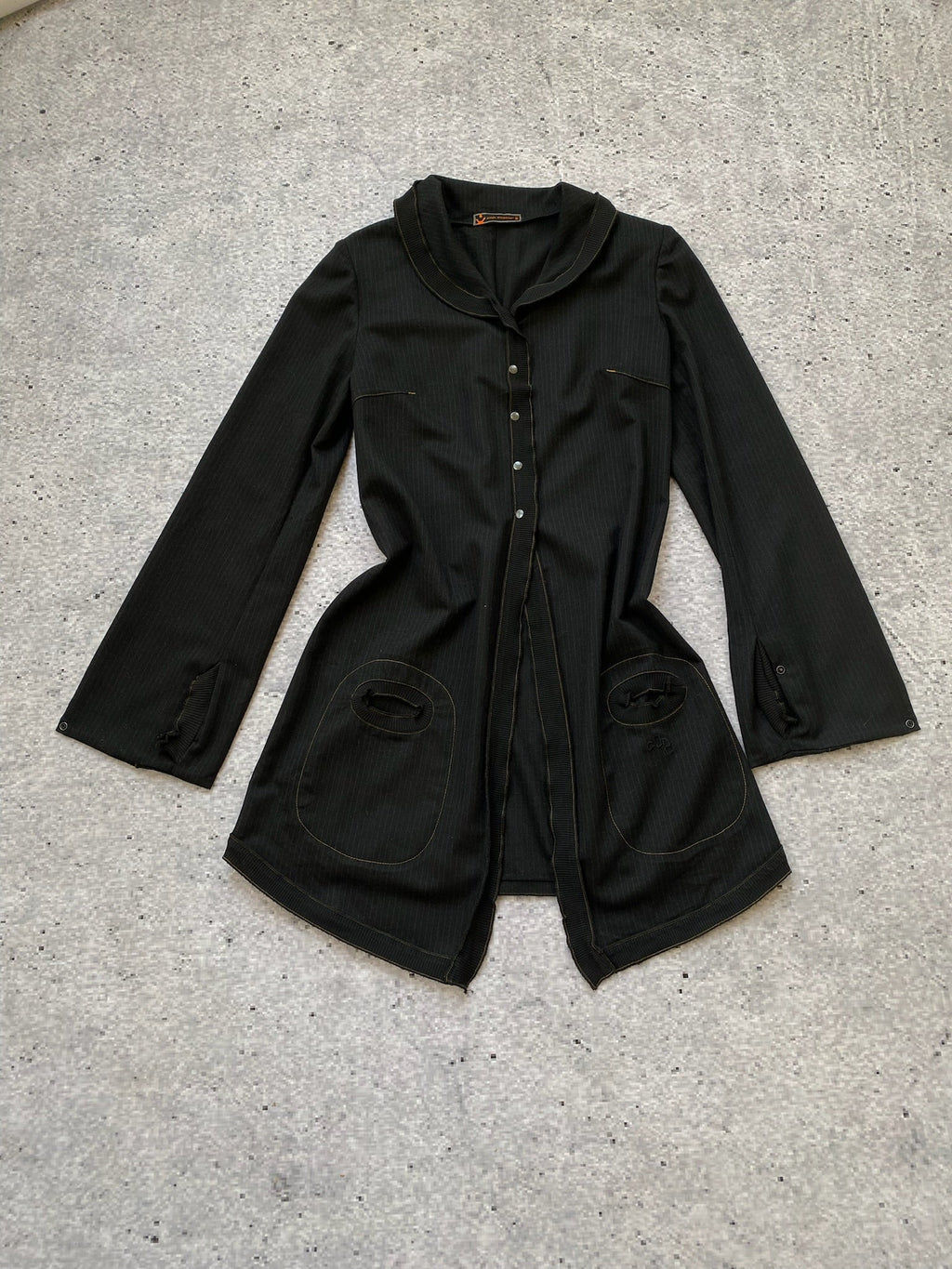 Vintage 90's Y2K Cop copine black grey stripes jacket pockets funky sleeves