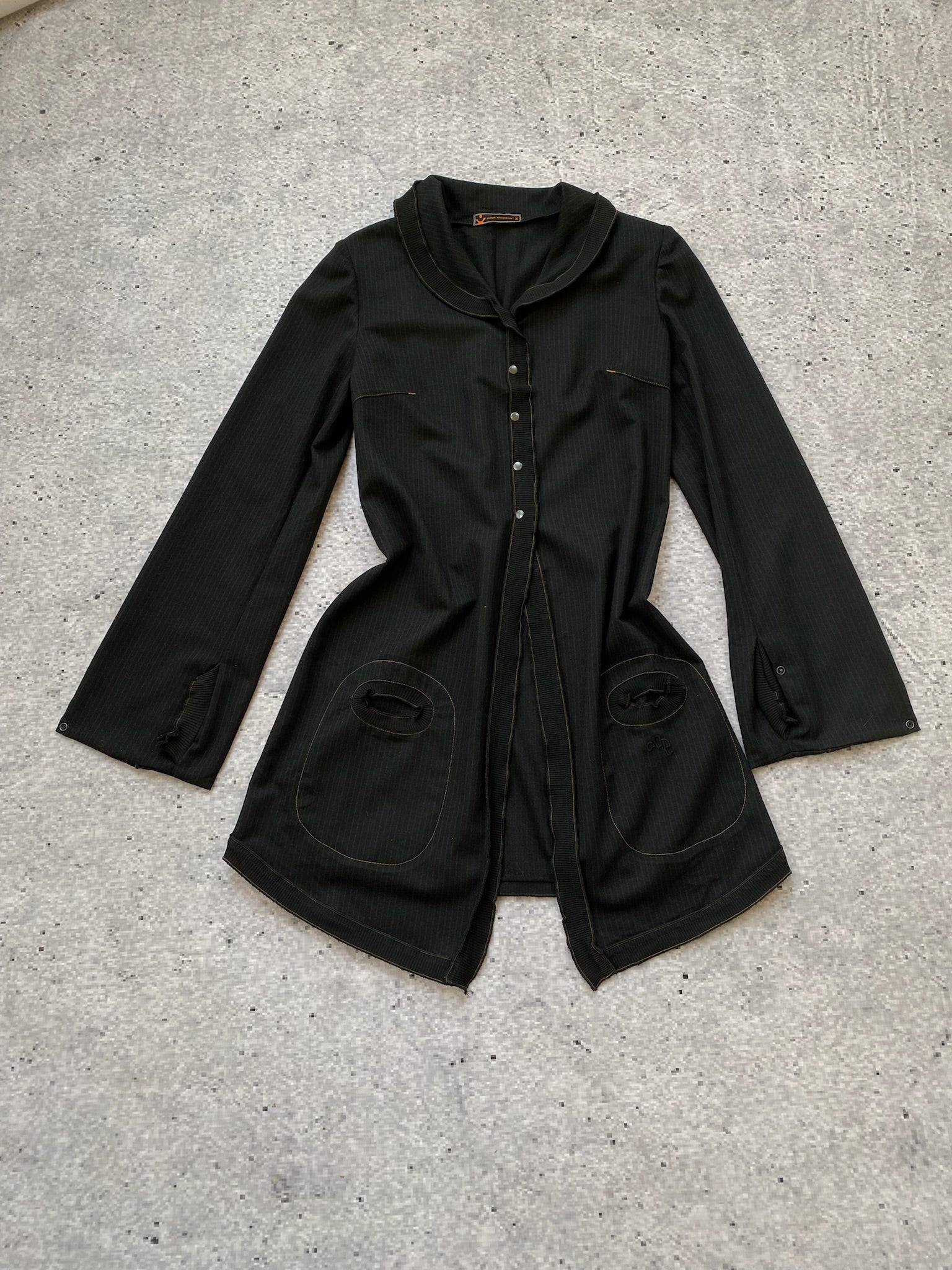 Vintage 90's Y2K Cop copine black grey stripes jacket pockets funky sleeves