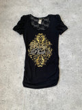 back see-through lace short-sleeved "Baby Phat" top