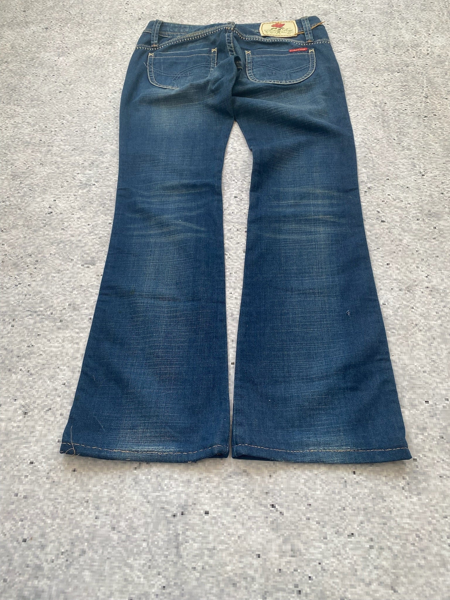 Indian Rose Ultra Low Waisted Flared 2000s jeans